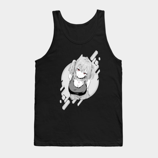 Aesthetic Anime Girl Smug - Waifu Material Japanese Senpai Otaku Babe Tank Top by Dokey4Artist